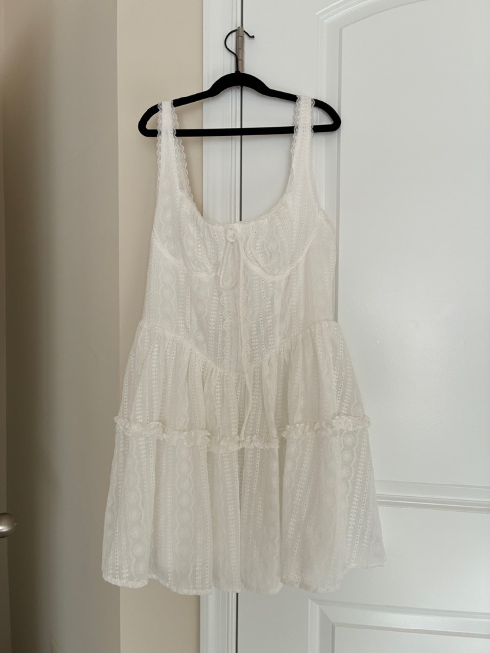 Windsor Cream Lace Tiered Mini Dress